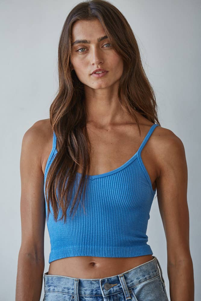 S1072 | Knit Ribbed Seamless UV Neck Brami