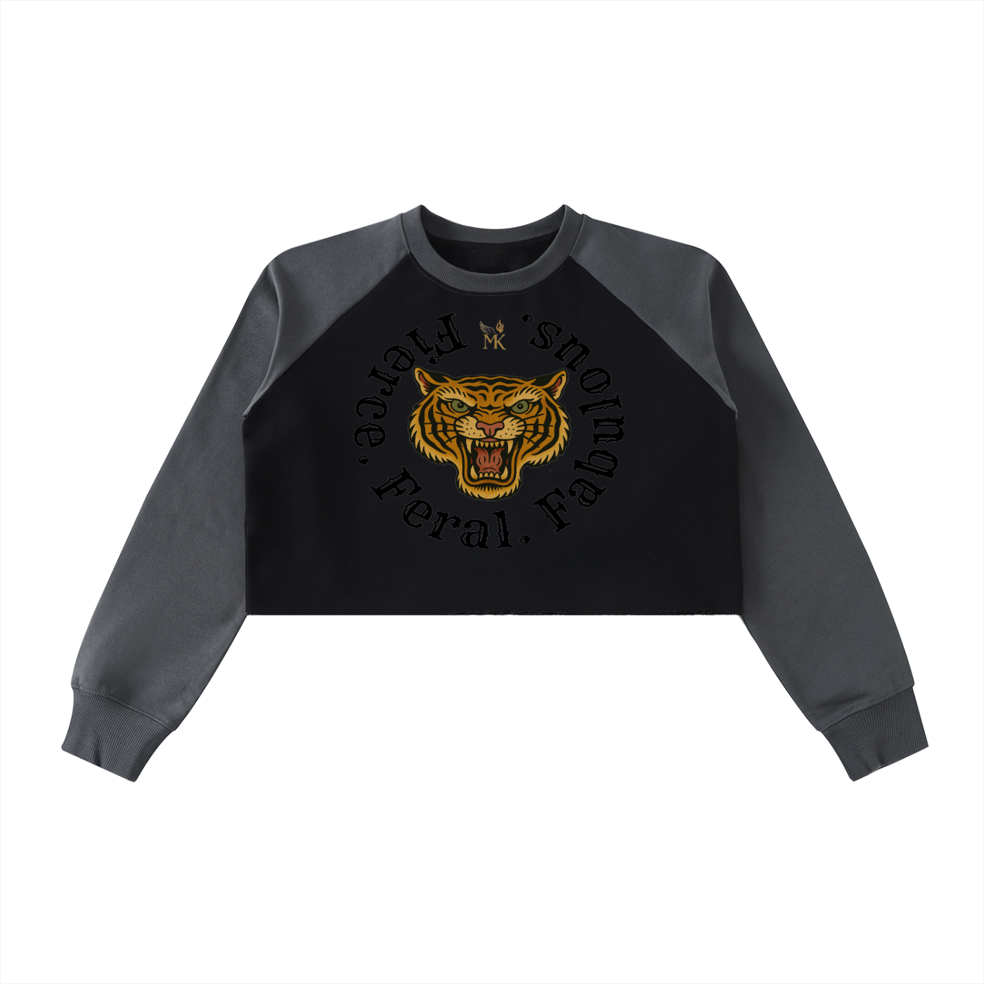 Feral and Raw-Hem Color-Block Raglan Crop Sweatshirt