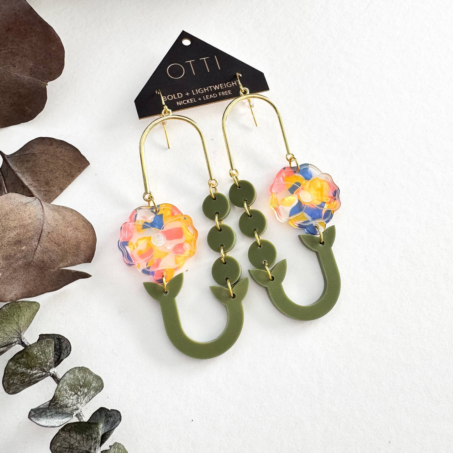 Botanical-Inspired Acrylic Earring: POPPY LOOP (Seasonal)