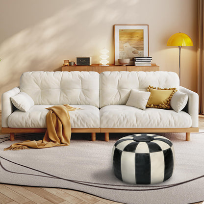 Thgonwid Unstuffed Moroccan Ottoman Pouf Cover, Ottoman Footstool Storage Solution, Bean Bag Chair, Foot Rest, Multi-Black&White