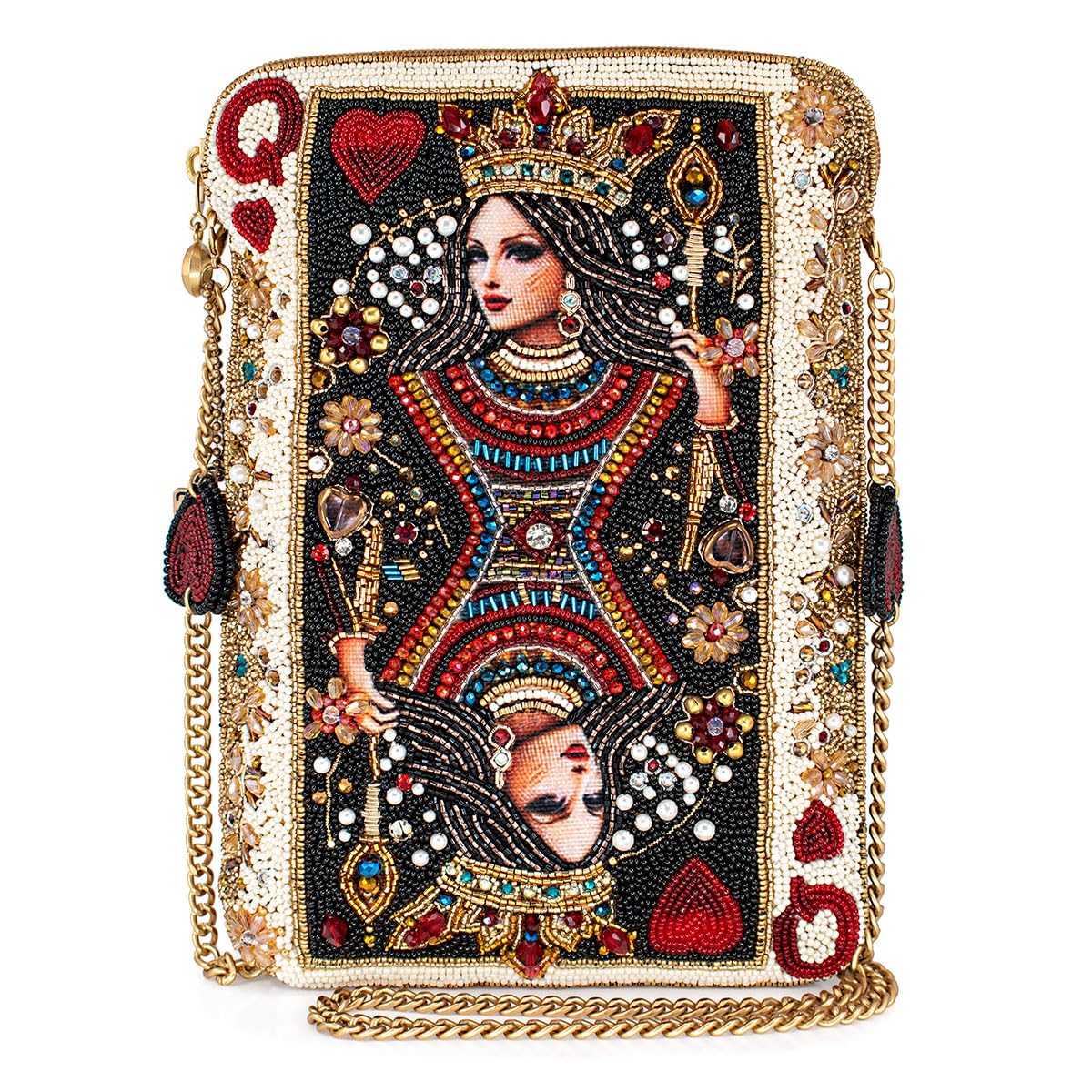 Mary Frances The Queen Beaded Mini Crossbody Bag Novelty Evening Clutch Purse, Multicolor