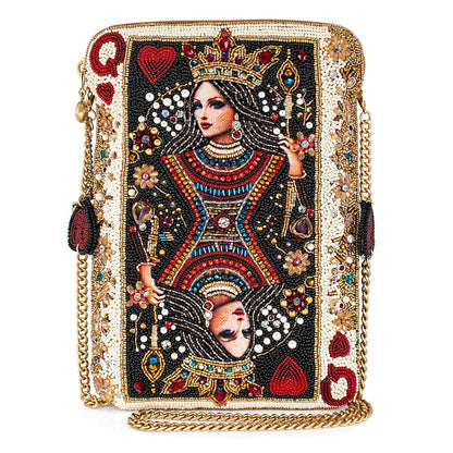 Mary Frances The Queen Beaded Mini Crossbody Bag Novelty Evening Clutch Purse, Multicolor