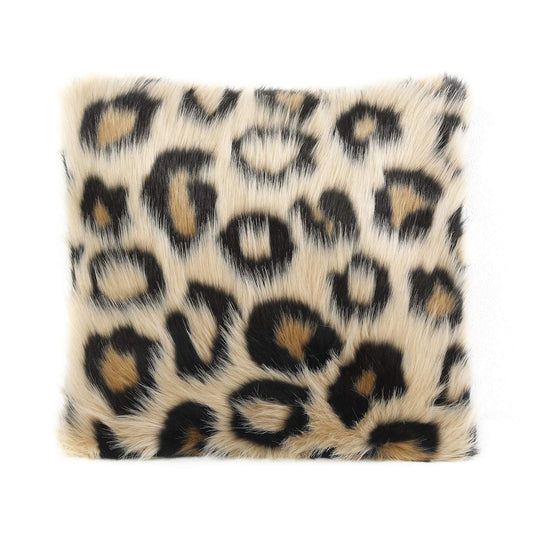 INSMEER 1PC True Leopard Print Pillow Case Decorative Faux Fur Leopard Pillow Covers Plush Shaggy Cheetah Pillow Cases for Bedroom Couch Sofa 18x18inch