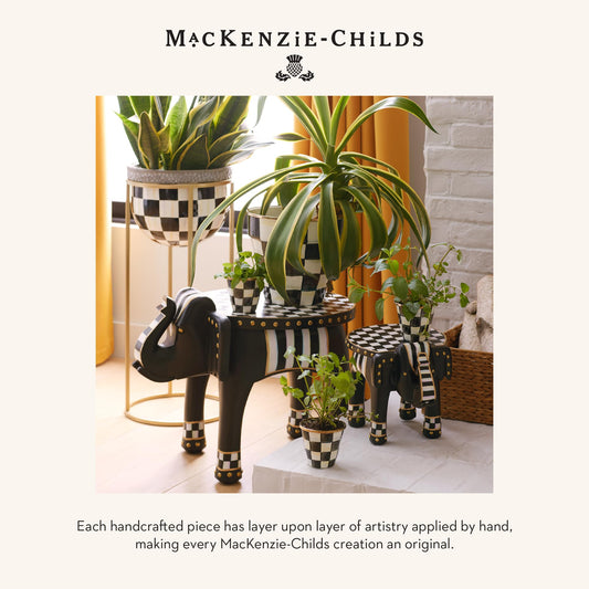 MACKENZIE-CHILDS Flowerpot, Decorative Garden Pot for Growing Plants, Black-and-White Courtly Check