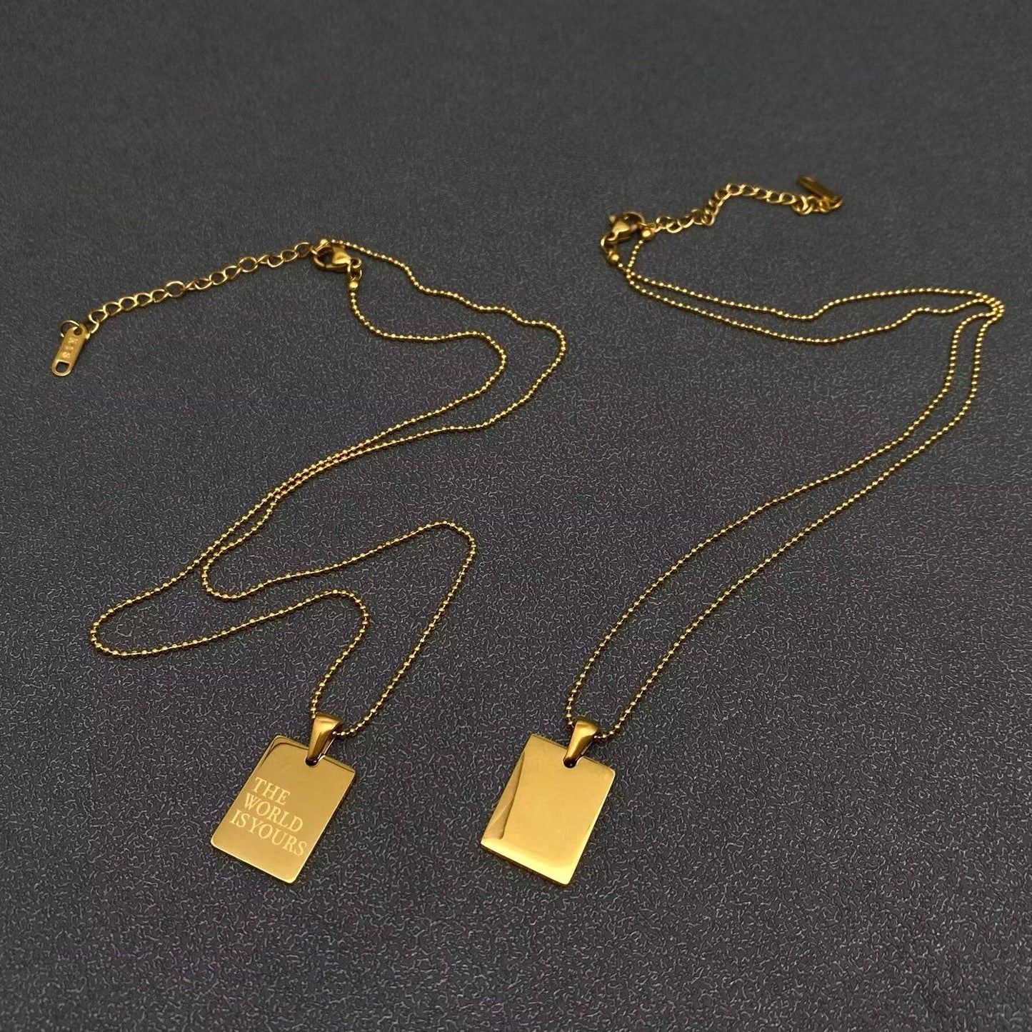 Inspiring Square Charm 18K Gold Plated S.Steel Necklace -FGS