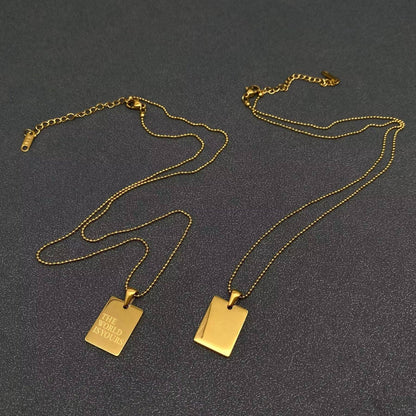 Inspiring Square Charm 18K Gold Plated S.Steel Necklace -FGS