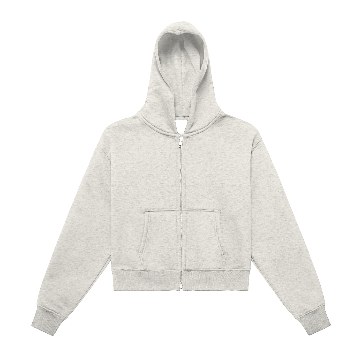 Fleeced Zip-Up Cropped Hoodie F*ck Around
