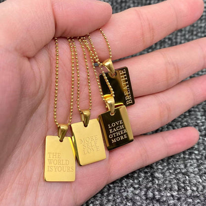Inspiring Square Charm 18K Gold Plated S.Steel Necklace -FGS