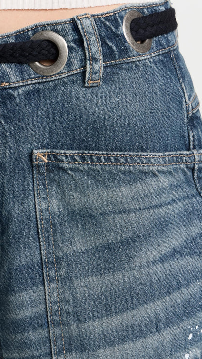 Free People Women's Moxie Low Slung Pull-On Barrel, Timeless Blue