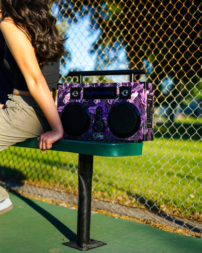 Bumpboxx Bluetooth Boombox Ultra Plus | Retro Boombox with Bluetooth Speaker | Includes Rechargeable Lithium Battery, Carrying Strap & Mic | Easy to Carry | NYC Graffiti