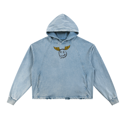 Vintage Washed Frayed-Hem Hoodie Bottle