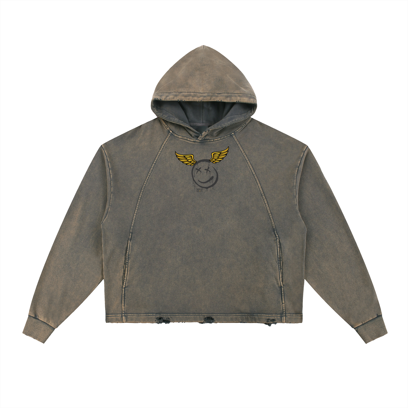 Vintage Washed Frayed-Hem Hoodie Bottle