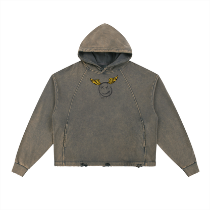 Vintage Washed Frayed-Hem Hoodie Bottle