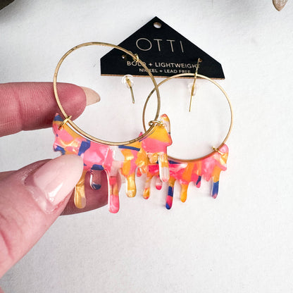 Dripping "Slime" Hoop Earrings: Limited SPRING Patterns