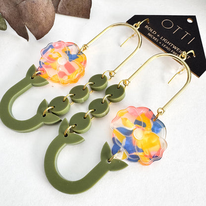 Botanical-Inspired Acrylic Earring: POPPY LOOP (Seasonal)