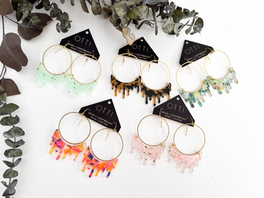 Dripping "Slime" Hoop Earrings: Limited SPRING Patterns