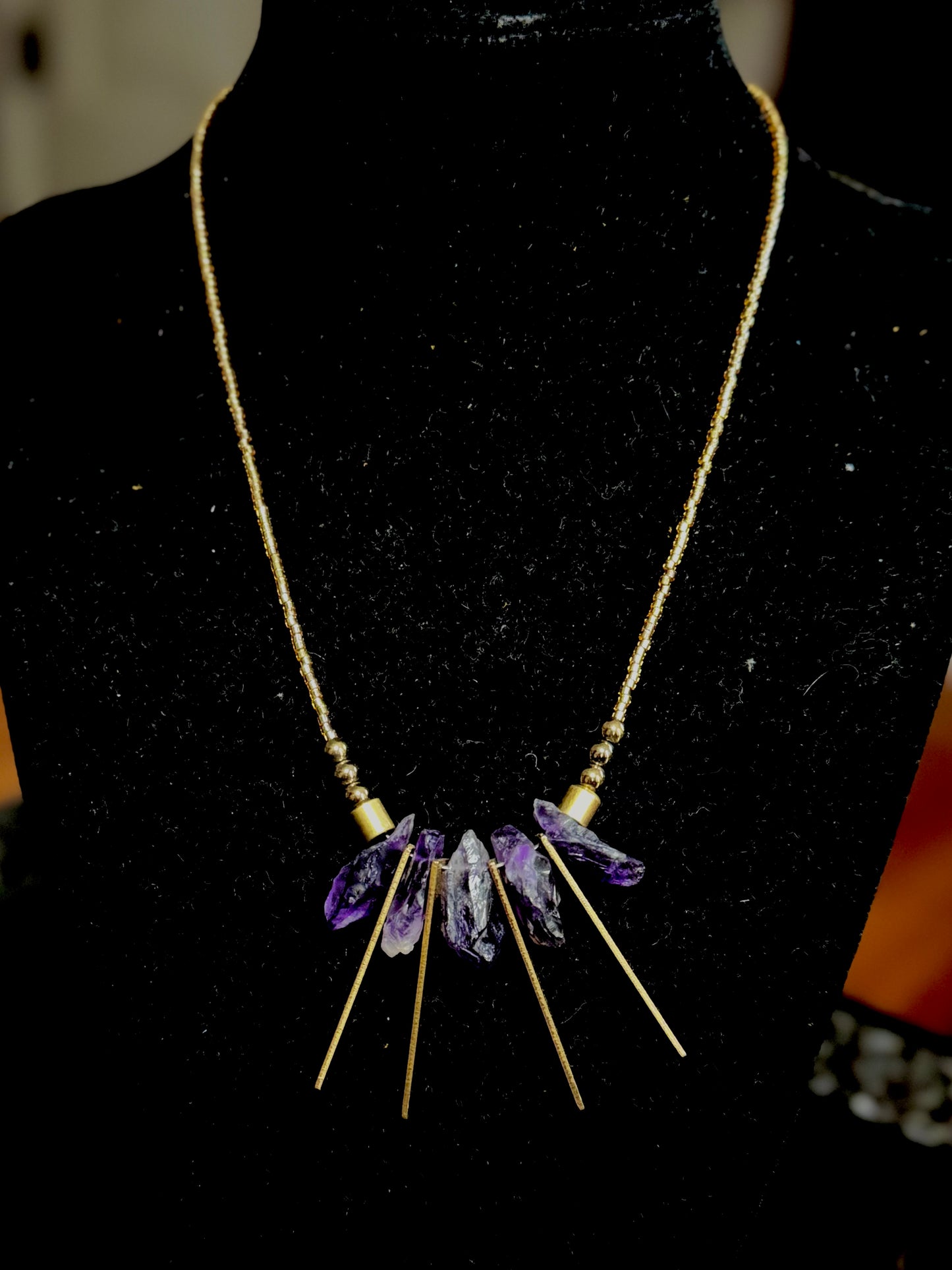 Amethyst Spike Collar Necklace