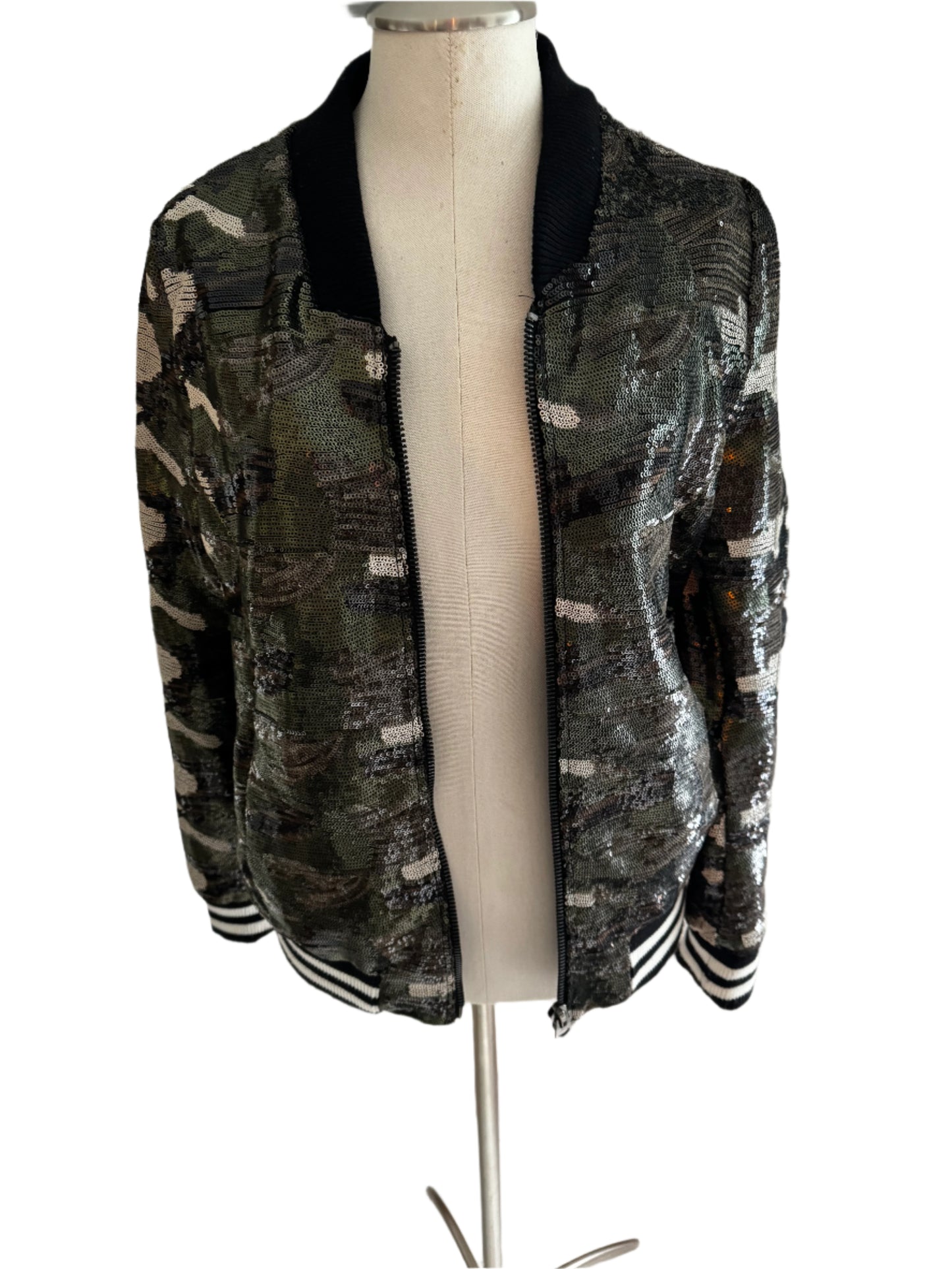 Camo Sequin Bomber Jacket