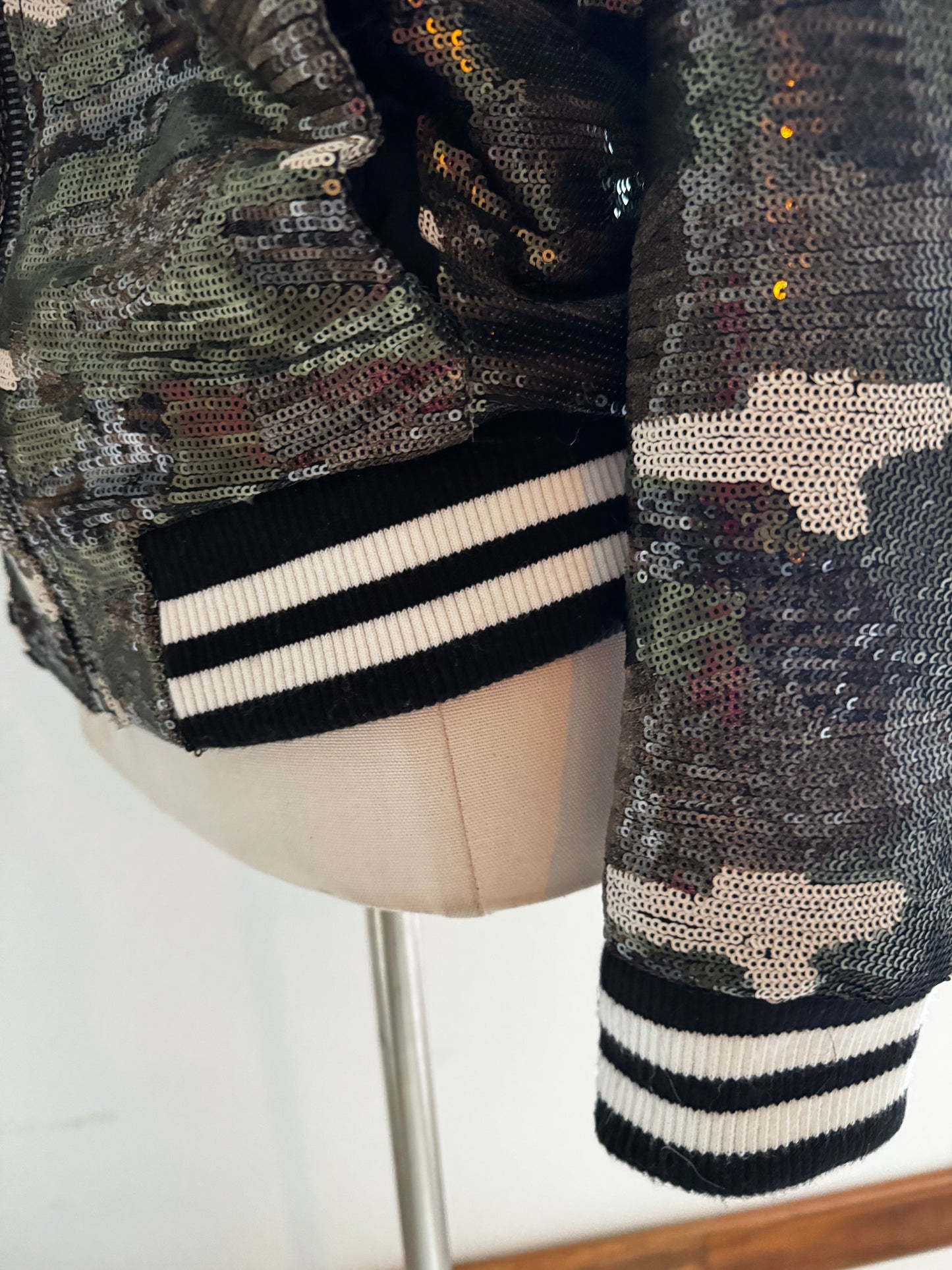 Camo Sequin Bomber Jacket