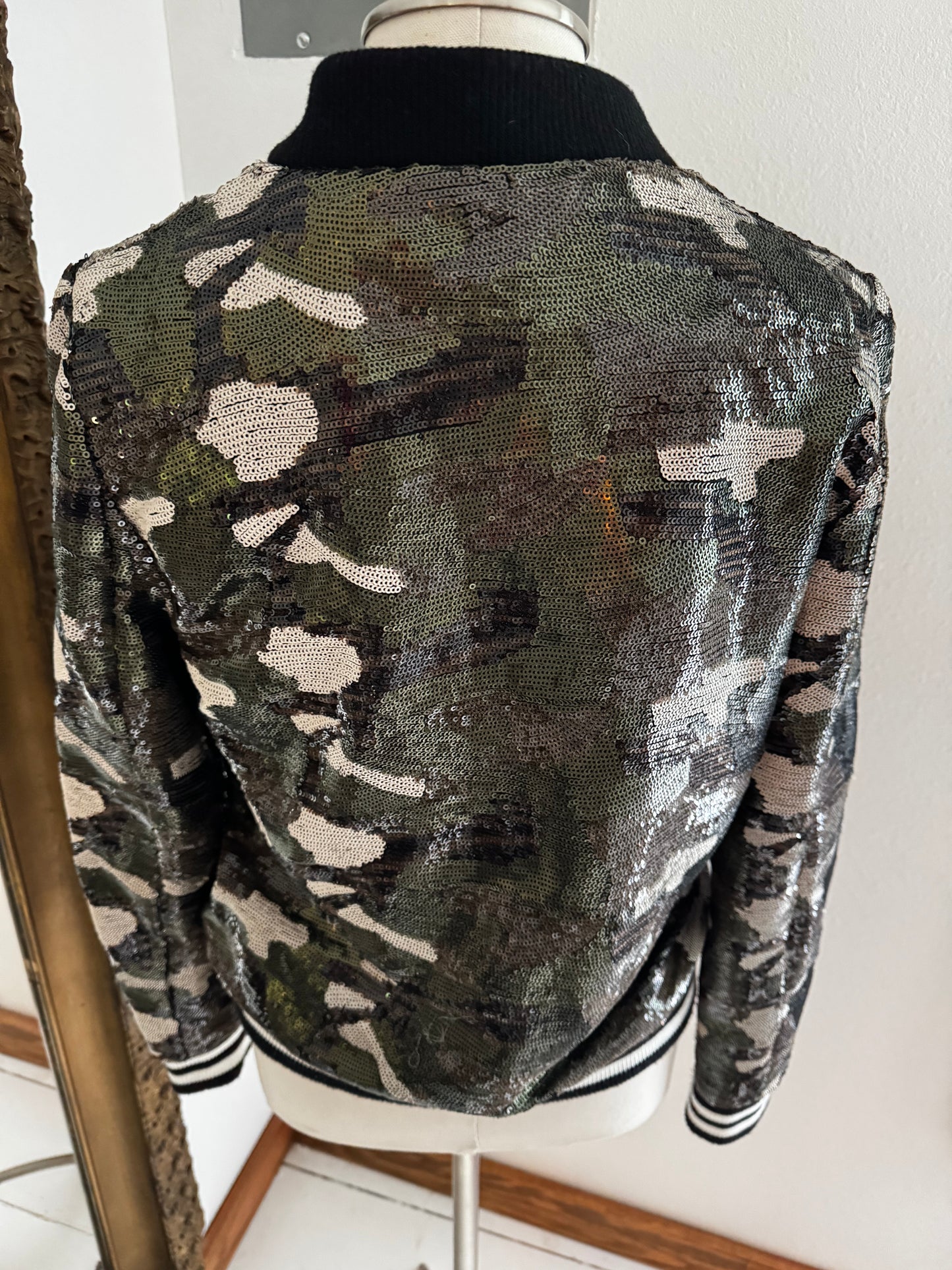 Camo Sequin Bomber Jacket