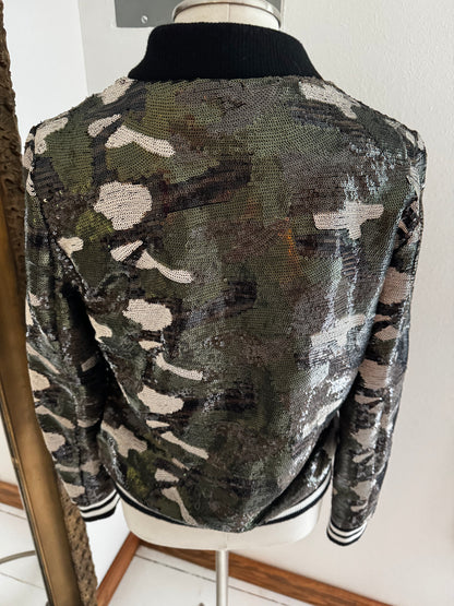 Camo Sequin Bomber Jacket