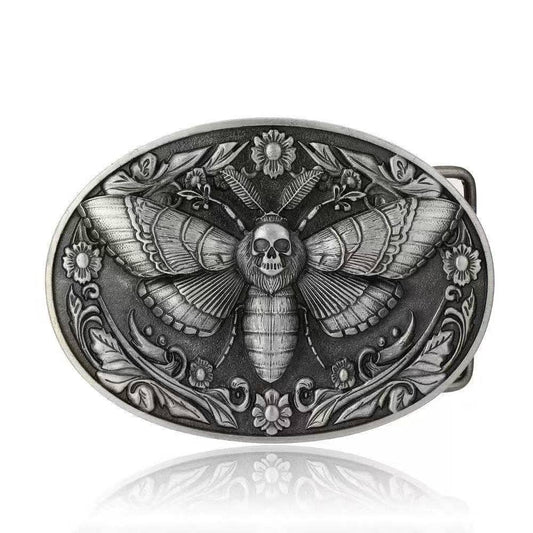 ANTIQUE SILVER OVAL Mothman Belt Buckle 1822ATS