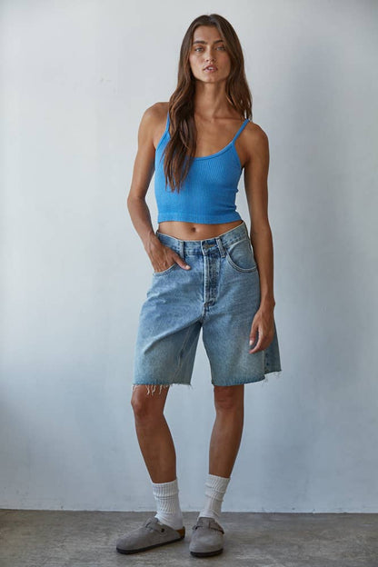 S1072 | Knit Ribbed Seamless UV Neck Brami