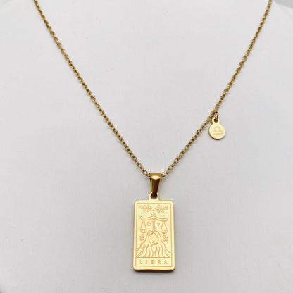 Golden Stainless Steel 12 Constellation Charm Necklace - FGS