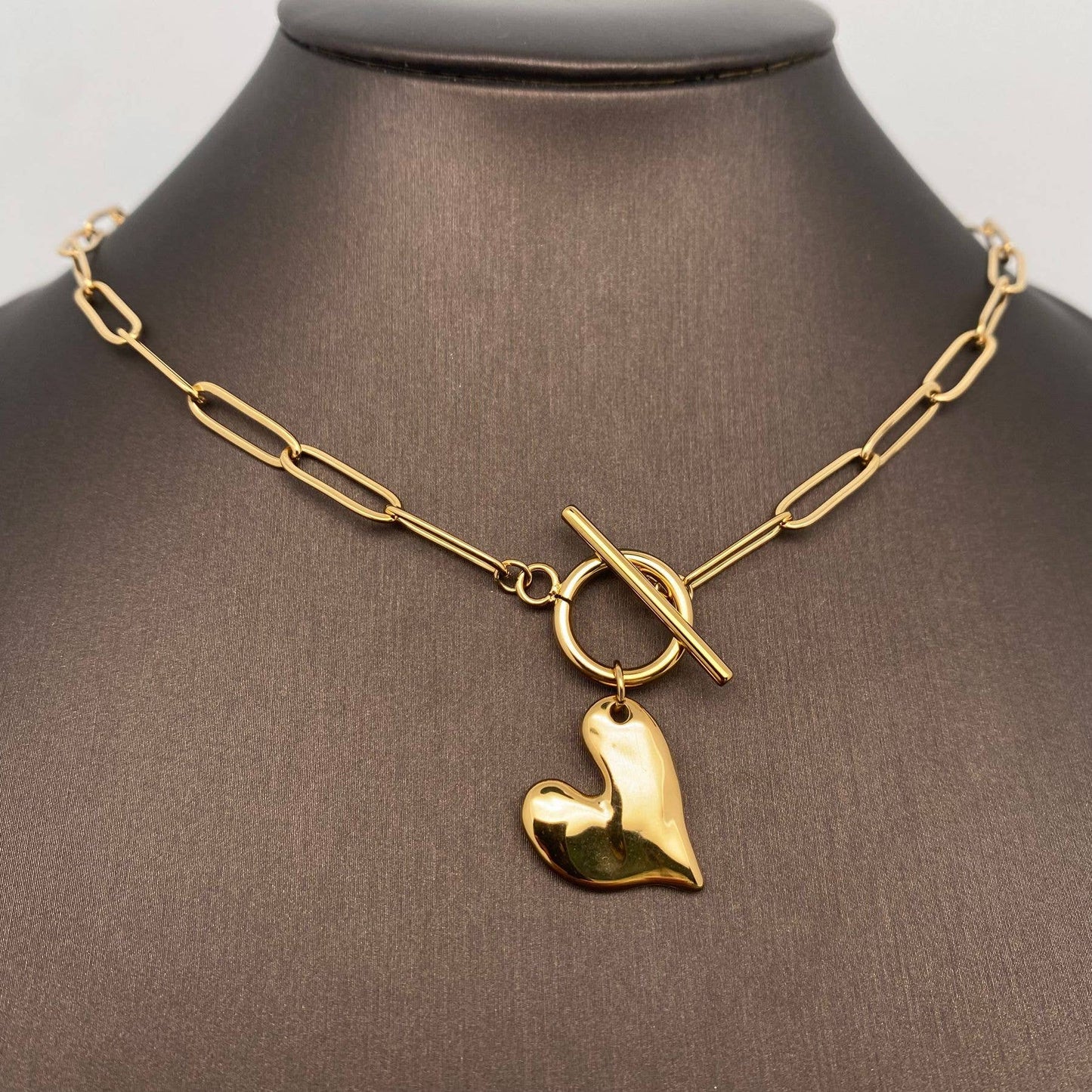 Heart Charm 18K Gold Plated Stainless Steel Necklace - FGS