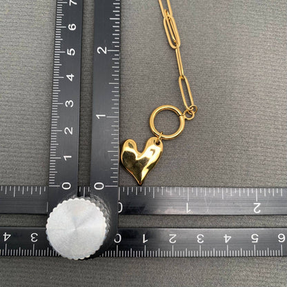 Heart Charm 18K Gold Plated Stainless Steel Necklace - FGS