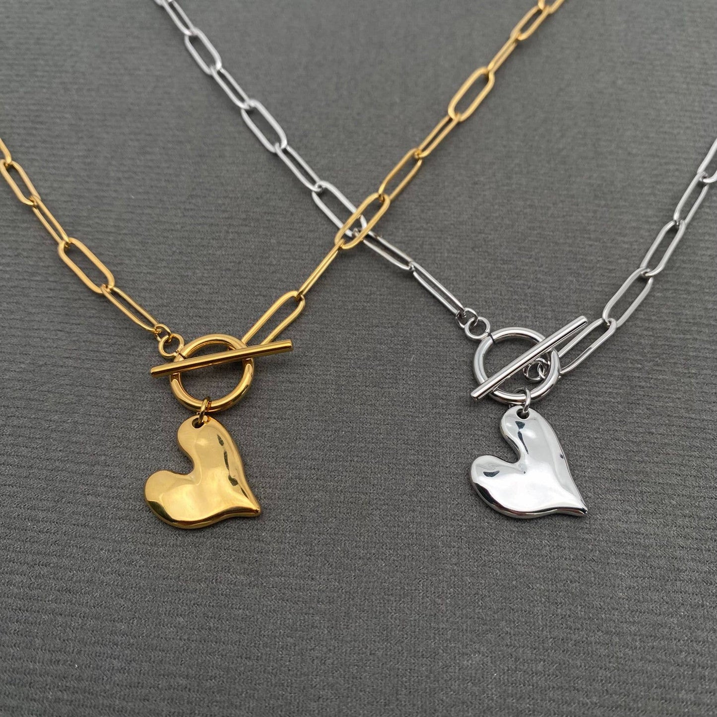 Heart Charm 18K Gold Plated Stainless Steel Necklace - FGS