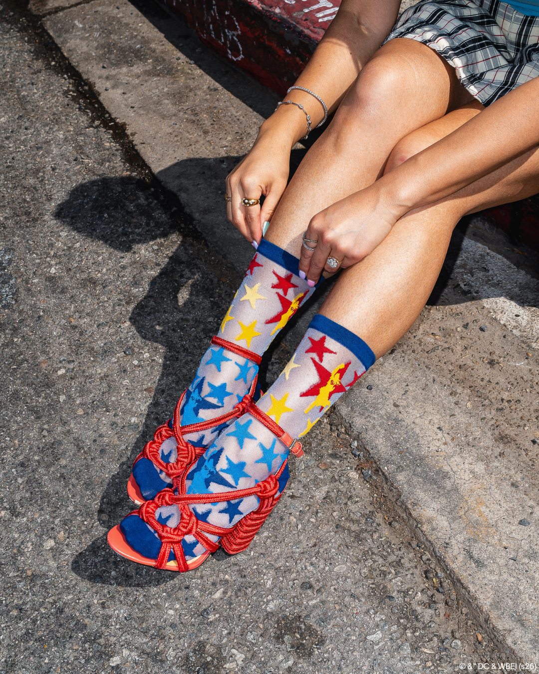Supergirl Star Shimmer Sheer Crew Sock