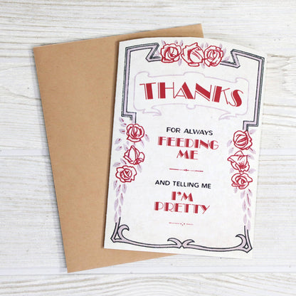 Anniversary Card - Thanks for Feeding Me & Saying I'm Pretty