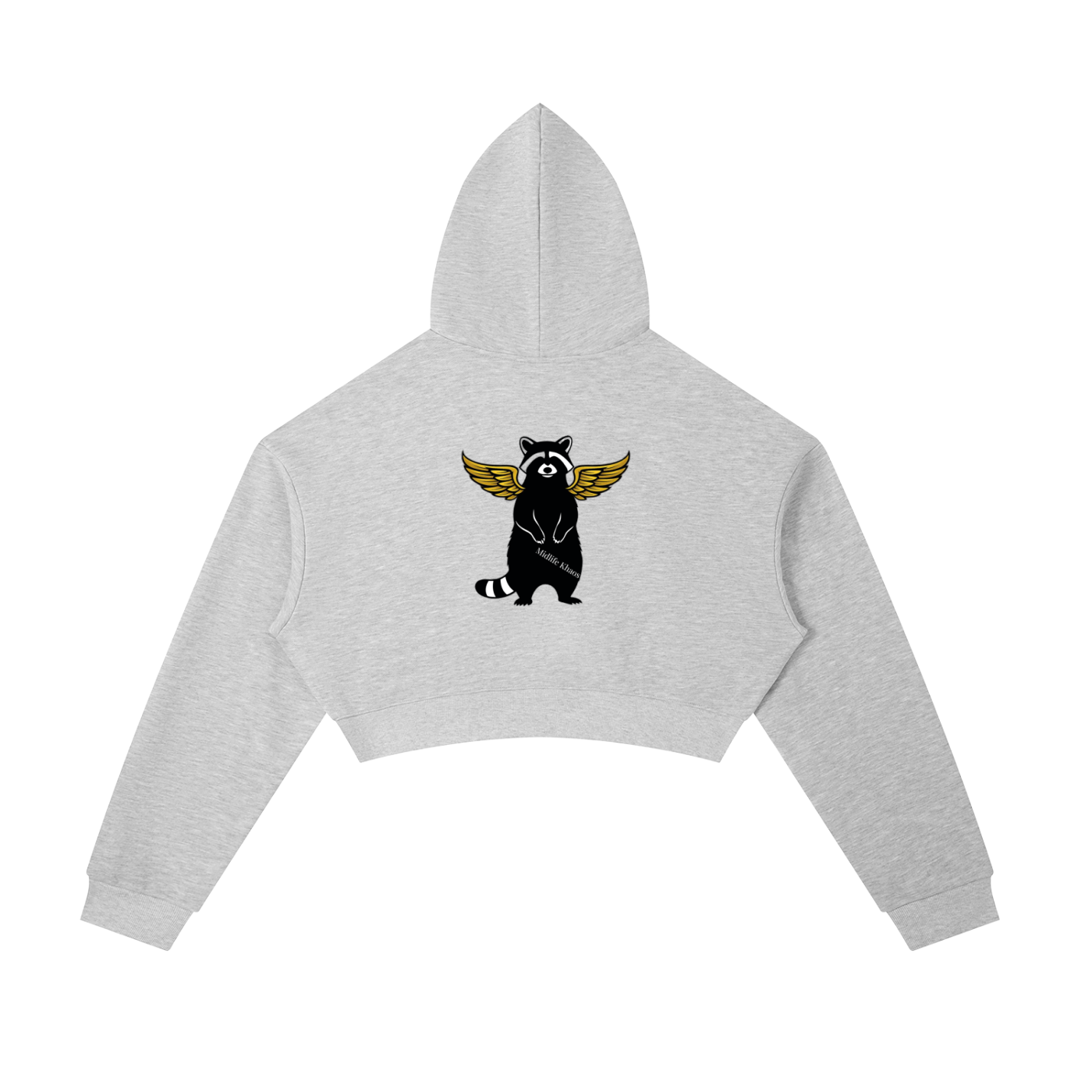 Essential Cropped Zip-Up Hoodie Raccoon