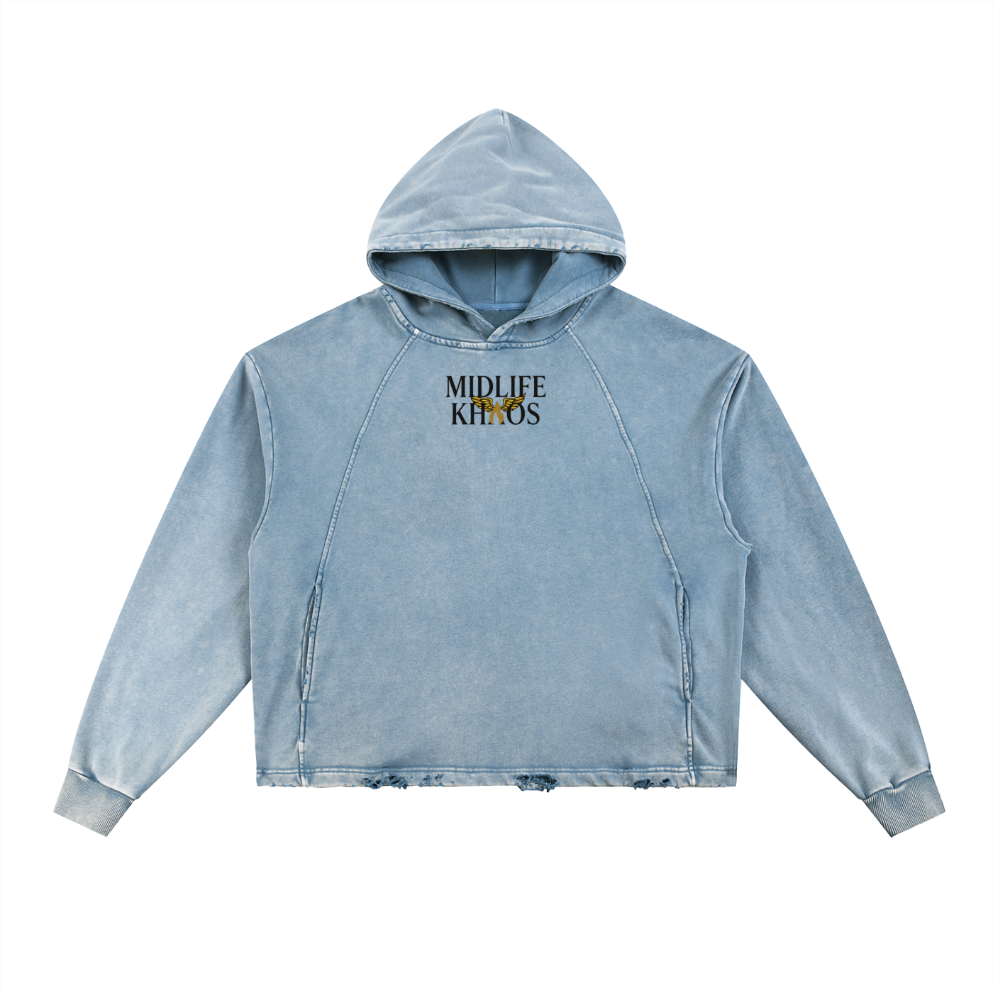 Vintage Washed Frayed-Hem Hoodie Poison