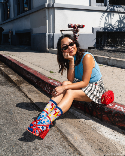Supergirl Star Shimmer Sheer Crew Sock