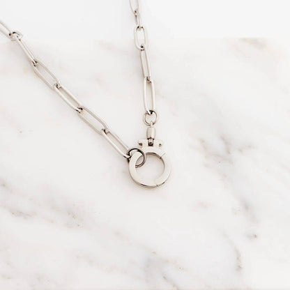 18K Gold PVD Stainless Steel Circle Carabiner Necklace