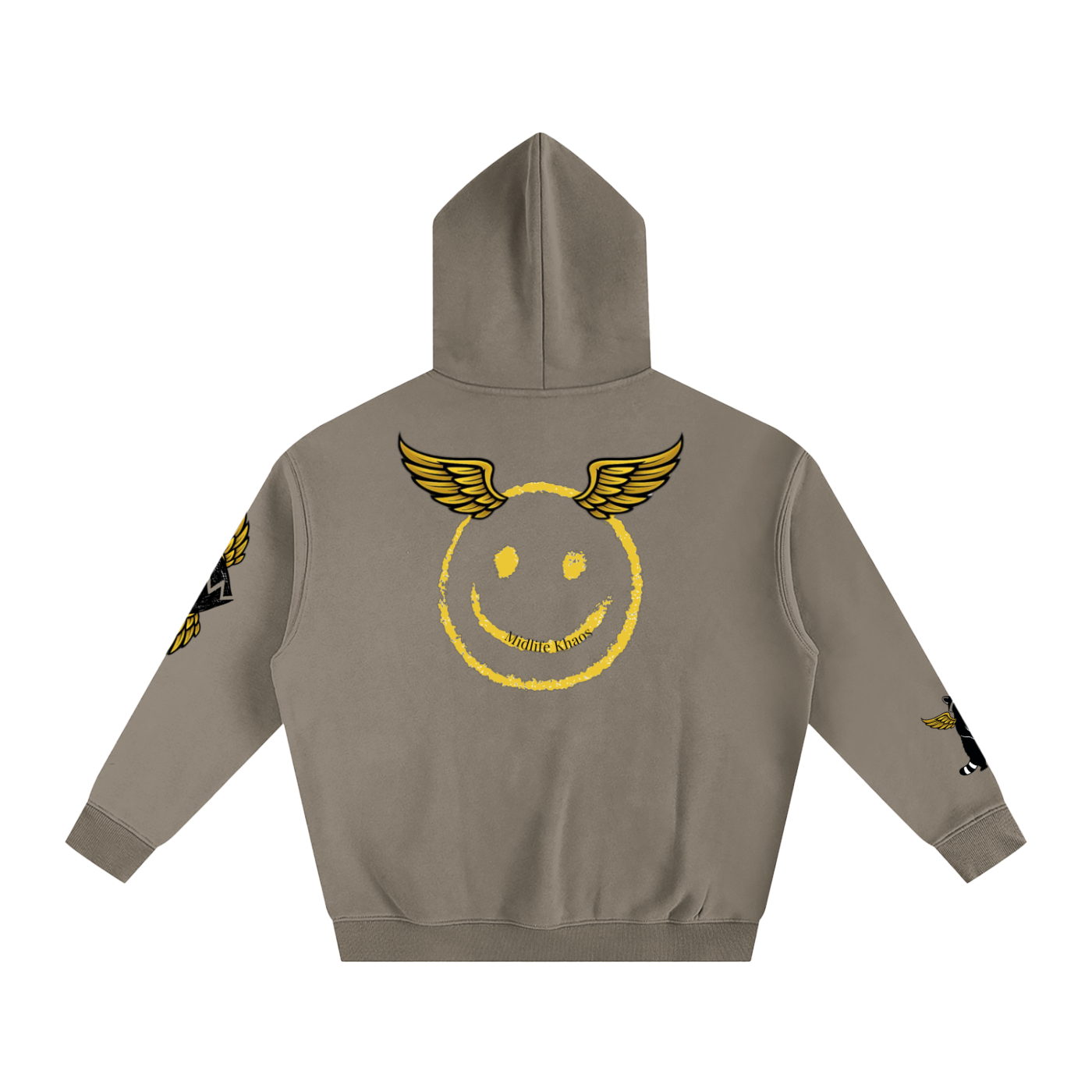 Oversize Fleeced Hoodie Smiley Face