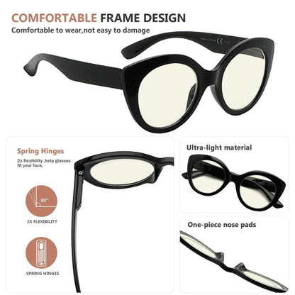 4 Pack Cat Eye Blue Light Filter Readers