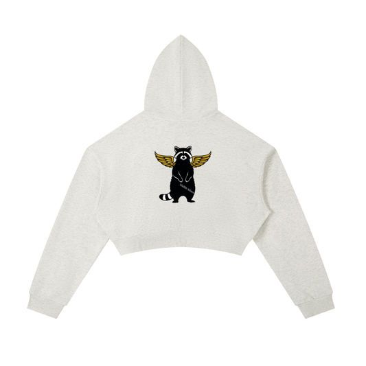 Essential Cropped Zip-Up Hoodie Raccoon