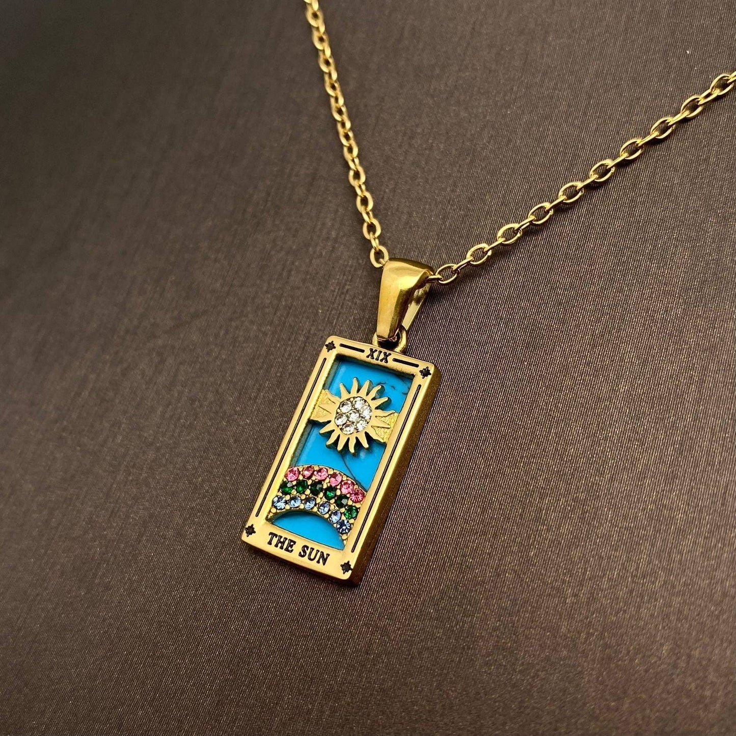 Star Moon Tarot 18K Gold Plated Steel Necklace - FGS/MS