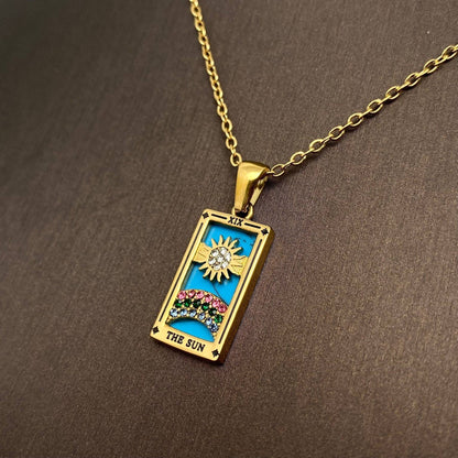 Star Moon Tarot 18K Gold Plated Steel Necklace - FGS/MS