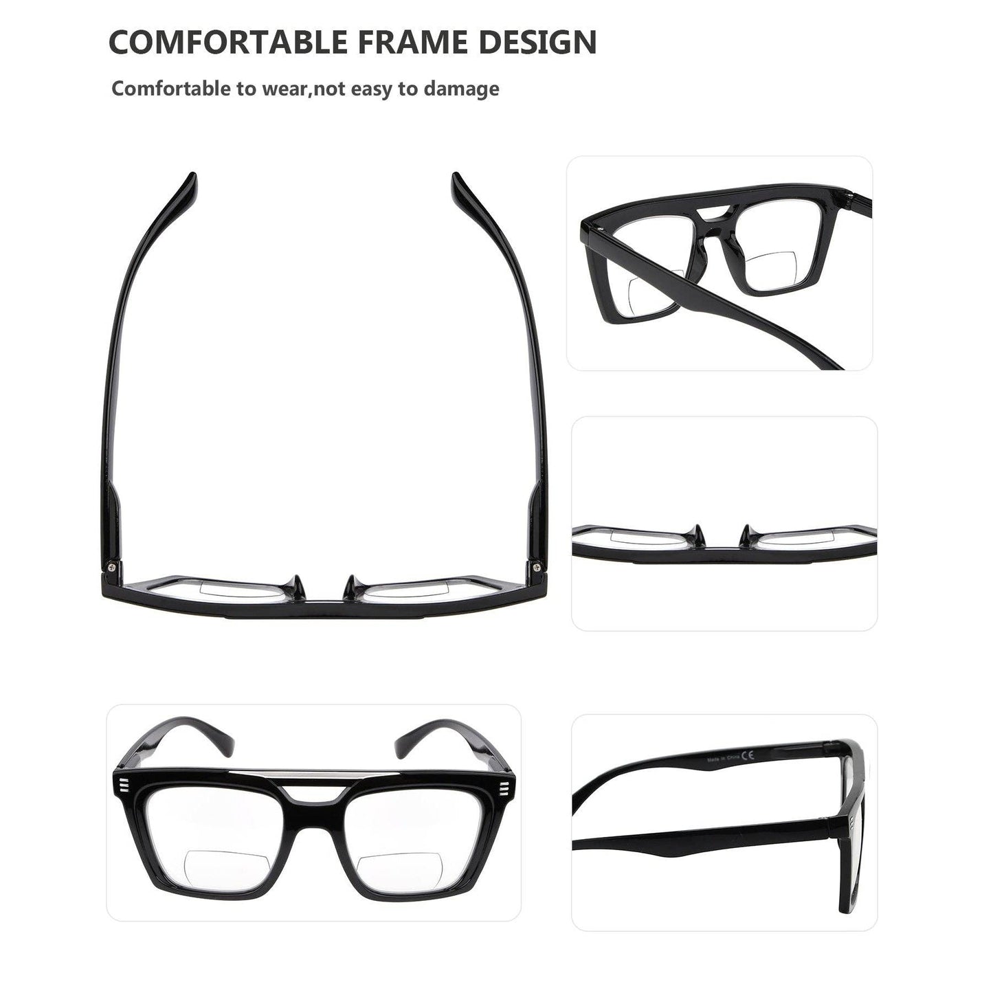 4 Pack Chic Square Bifocal Reading Glasses