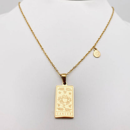 Golden Stainless Steel 12 Constellation Charm Necklace - FGS