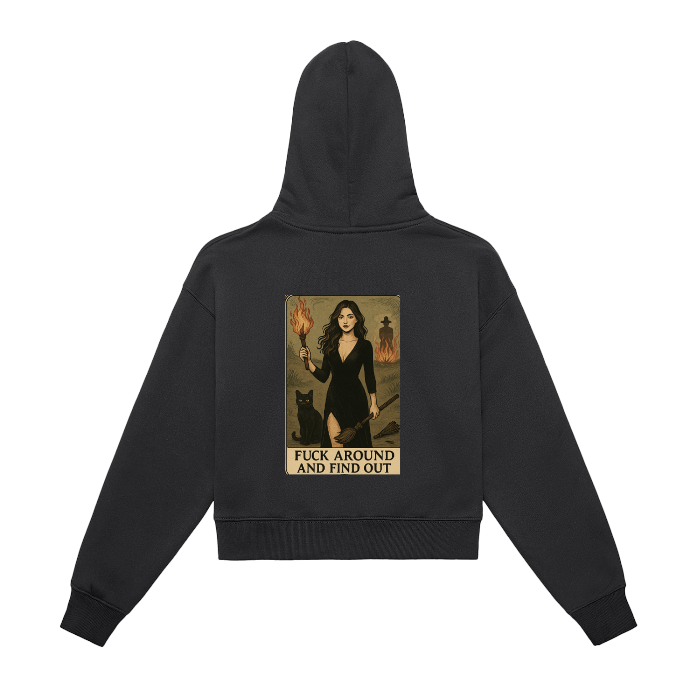 Fleeced Zip-Up Cropped Hoodie F*ck Around