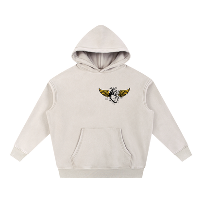 Snow Wash Fleece Oversize Hoodie Anatomical Heart