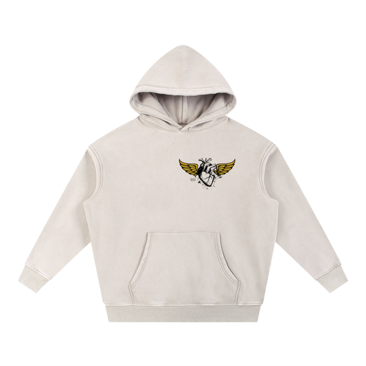 Snow Wash Fleece Oversize Hoodie Anatomical Heart