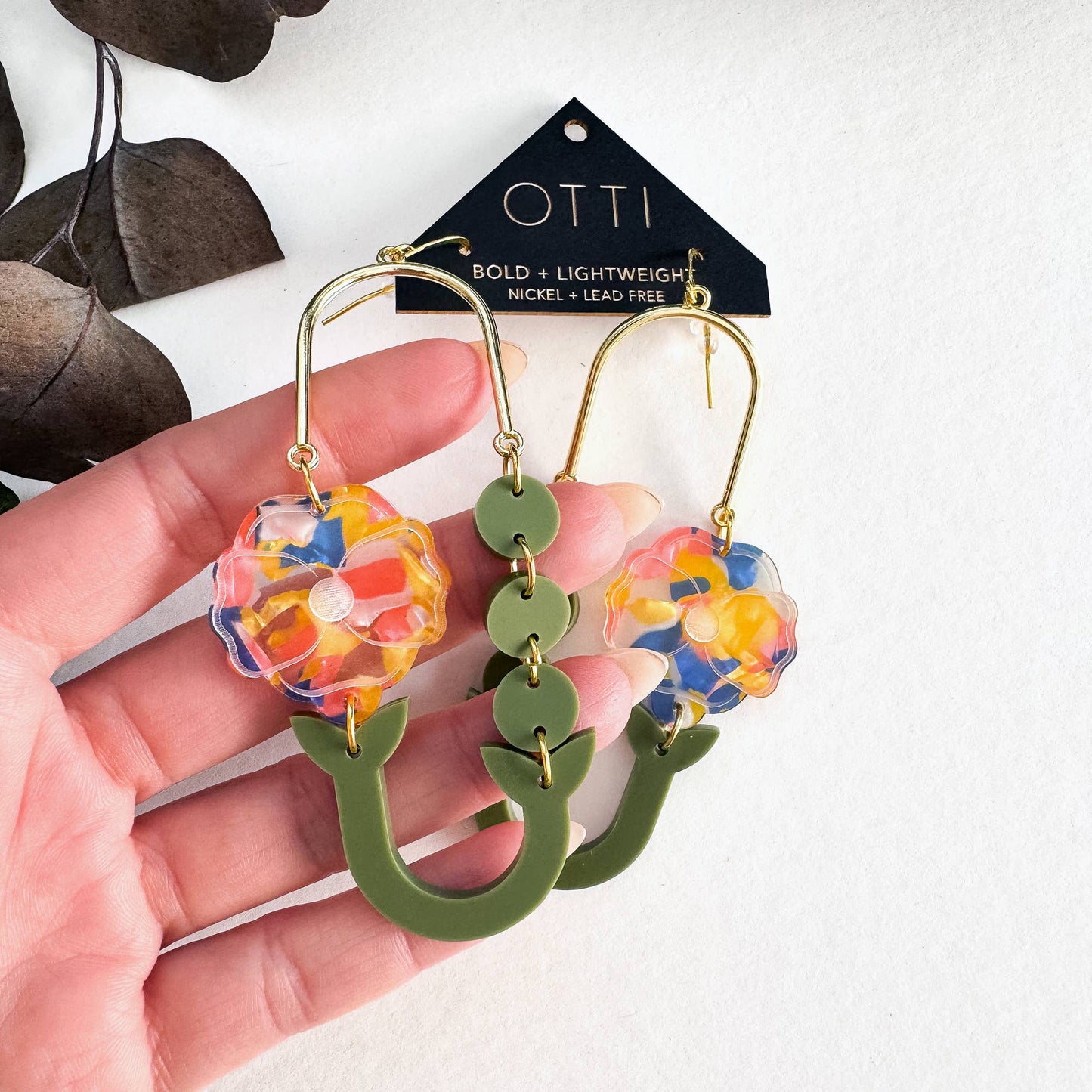 Botanical-Inspired Acrylic Earring: POPPY LOOP (Seasonal)