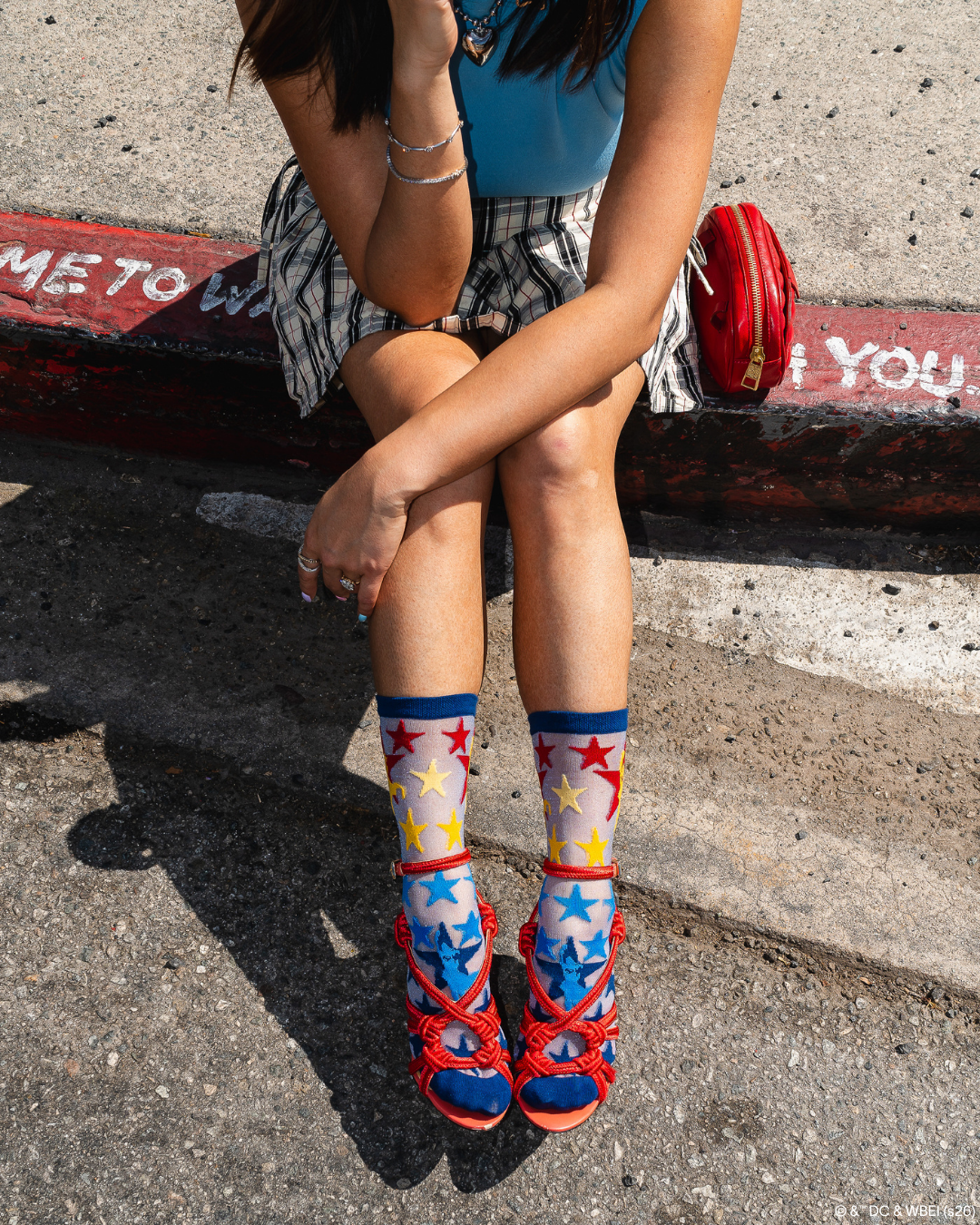 Supergirl Star Shimmer Sheer Crew Sock