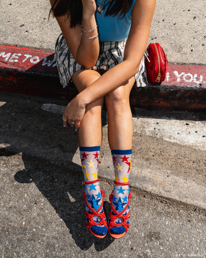 Supergirl Star Shimmer Sheer Crew Sock